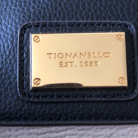 Tignanello Authentic large black/brown‎ pebbled leather satchel. 12 x 9 in. EUC. - Picture 3 of 8